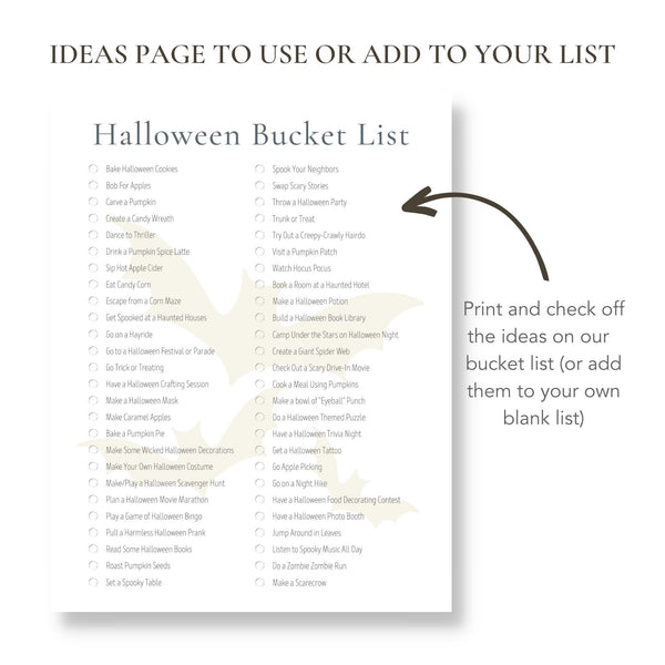 Halloween Bucket List (Printable)
