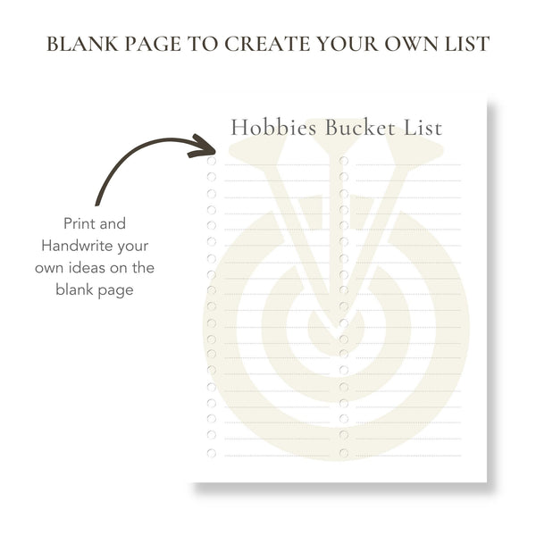 Hobbies Bucket List (Printable)