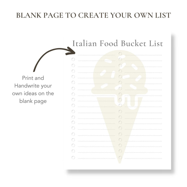 Italian Food Bucket List (Printable)