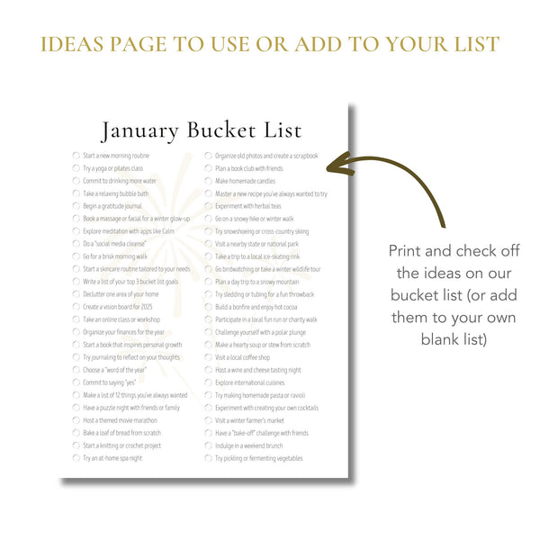 January Bucket List (Printable)