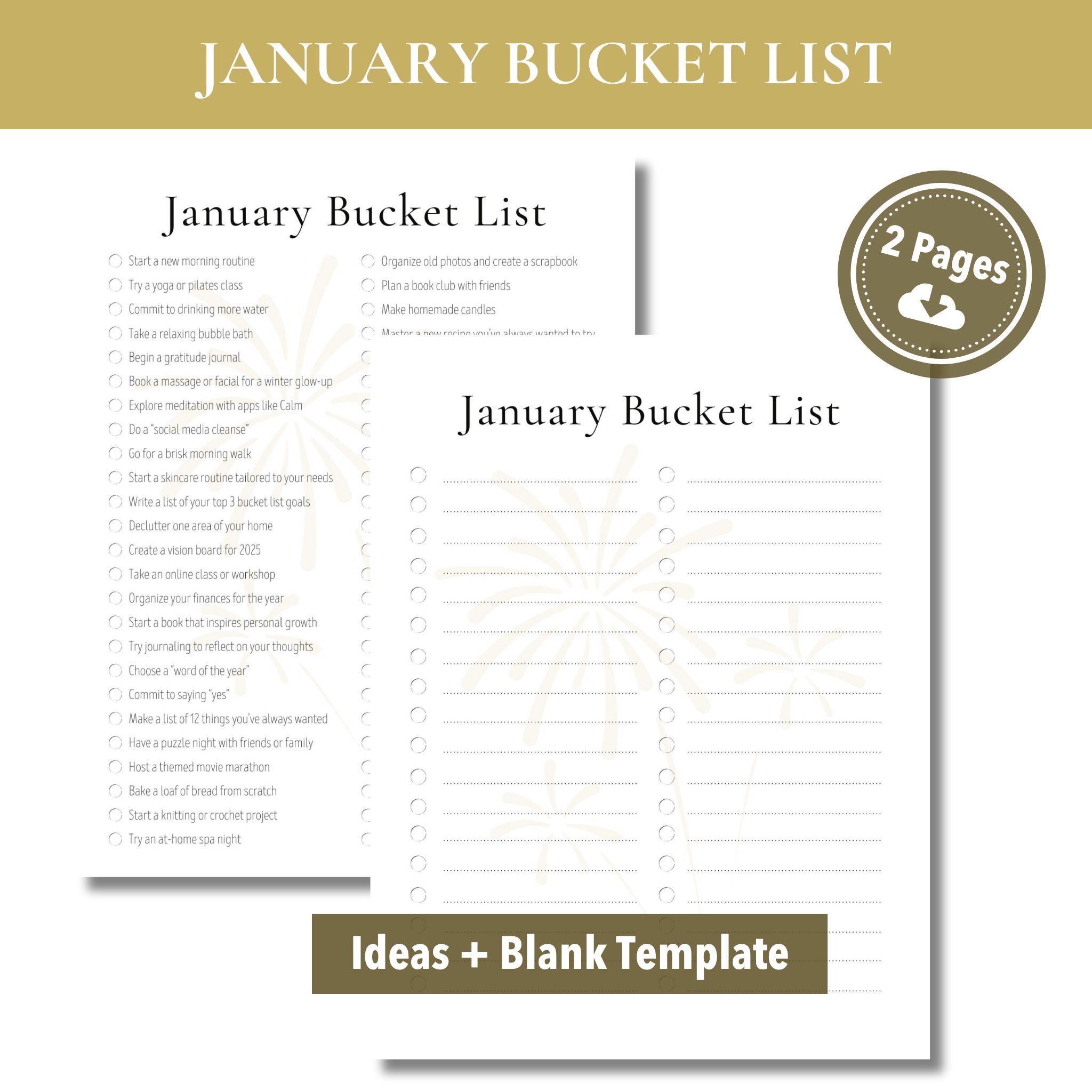 January Bucket List (Printable)