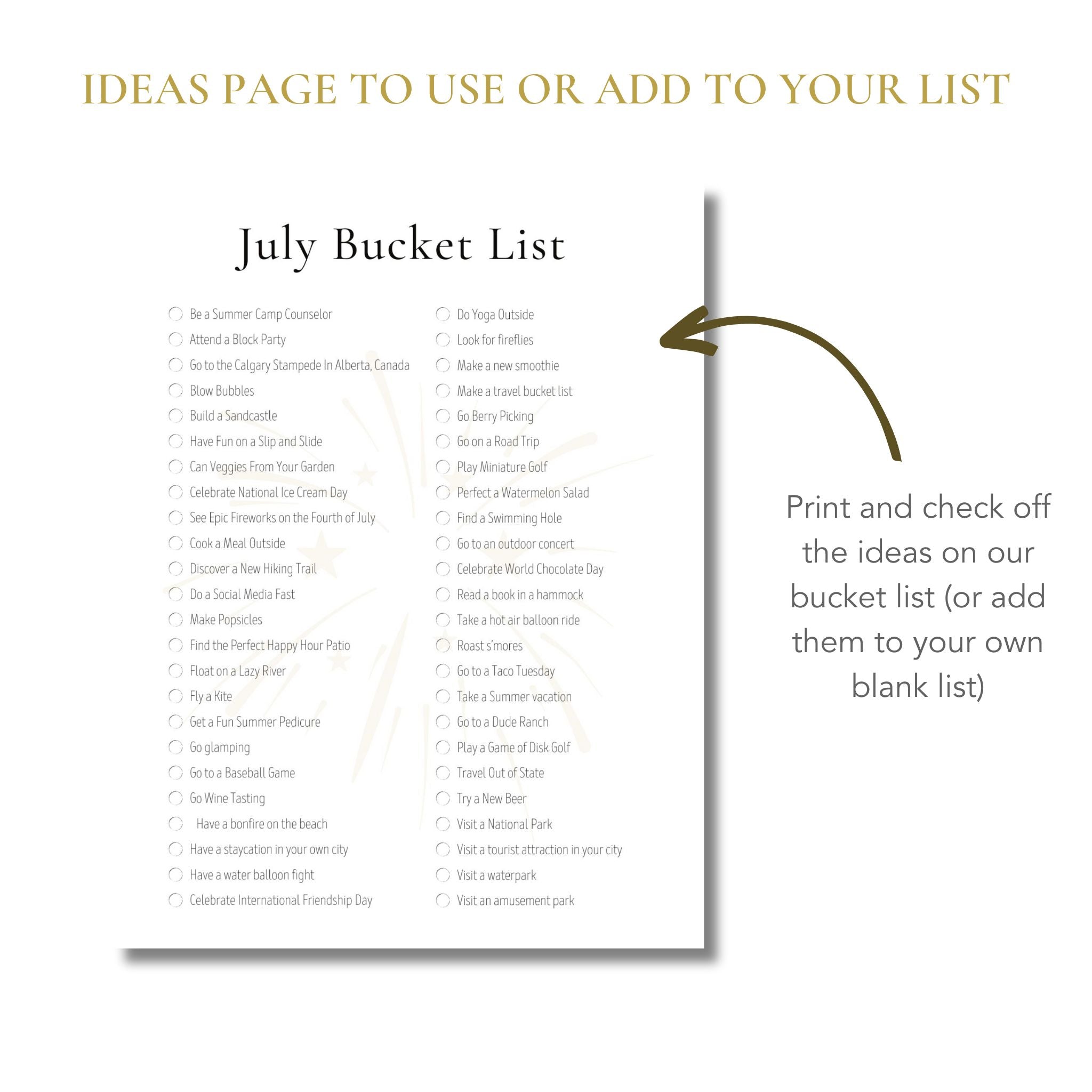 Printable July Bucket List – buck &amp; co.