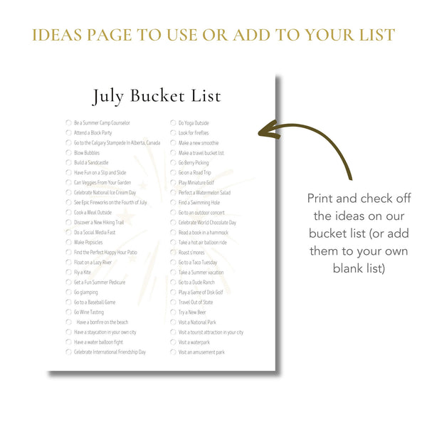 July Bucket List (Printable)