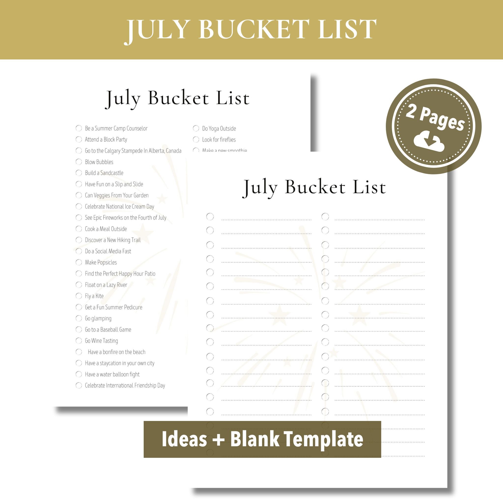 July Bucket List (Printable)