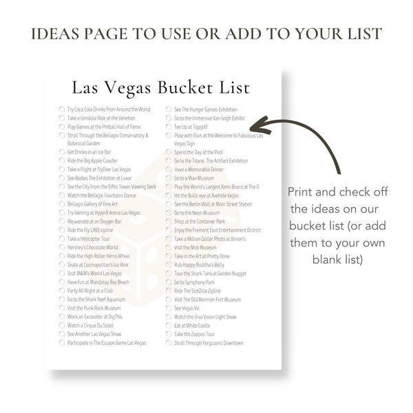 Las Vegas Bucket List (Printable)