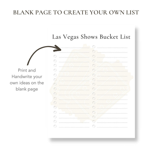 Las Vegas Show Bucket List (Printable)