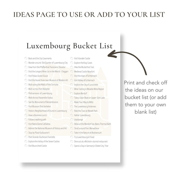 Luxembourg Bucket List (Printable)