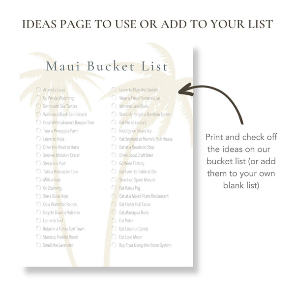 Maui Bucket List (Printable)