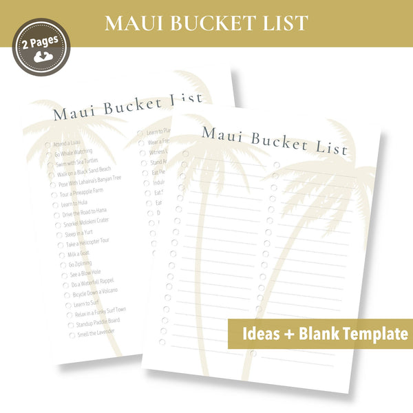 Maui Bucket List (Printable)