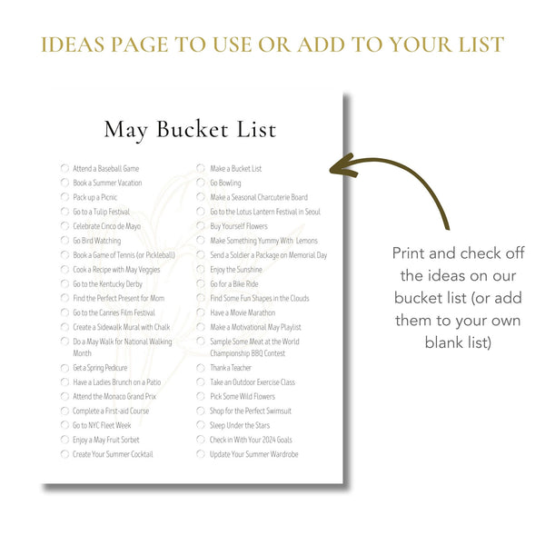 May Bucket List (Printable)