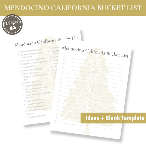 Mendocino California Bucket List (Printable)