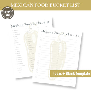 Mexican Food Bucket List (Printable)