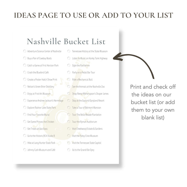 Nashville Bucket List (Printable)