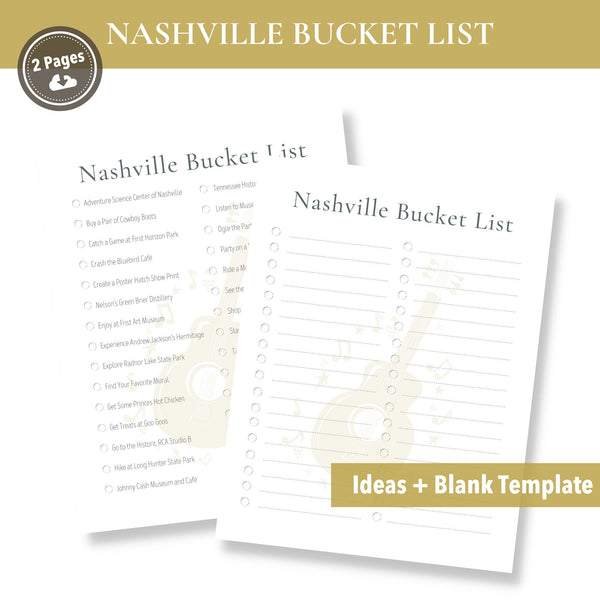 Nashville Bucket List (Printable)