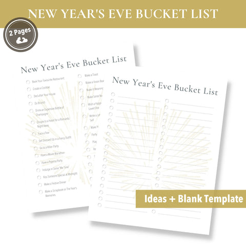 New Year's Eve Bucket List (Printable)