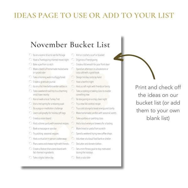 November Bucket List (Printable)