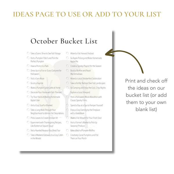 October Bucket List (Printable)