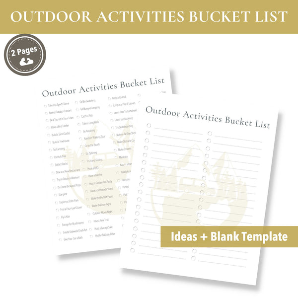 Outdoor Activities Bucket List (Printable)