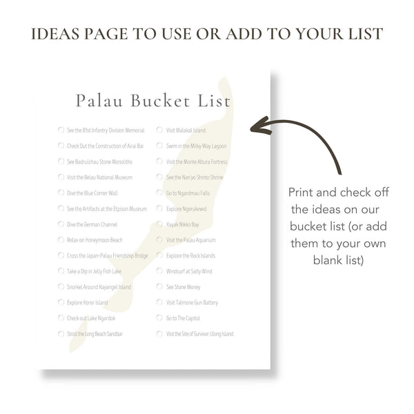 Palau Bucket List (Printable)