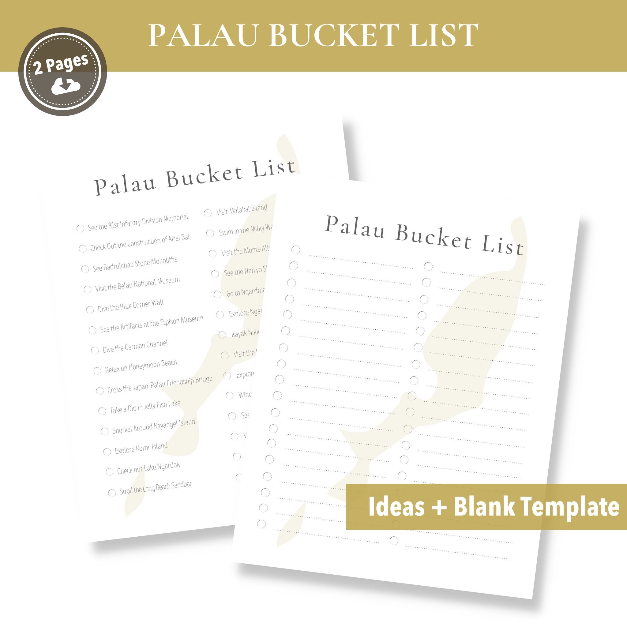 Palau Bucket List (Printable)