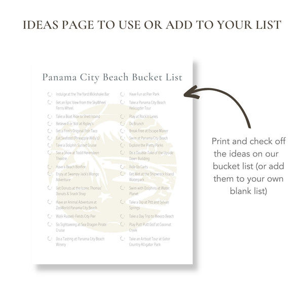 Panama City Beach Bucket List (Printable)