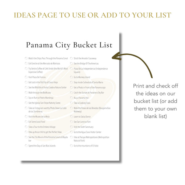 Panama City Bucket List (Printable)