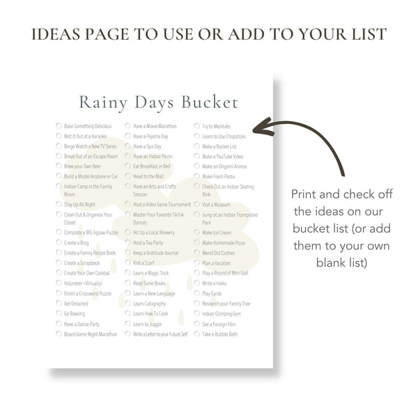 Rainy Day Bucket List (Printable)