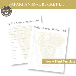 Safari Animal Bucket List (Printable)