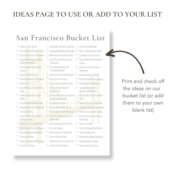 San Francisco Bucket List (Printable)