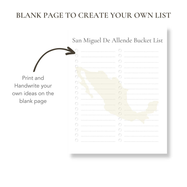 San Miguel De Allende Mexico Bucket List (Printable)