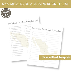 San Miguel De Allende Mexico Bucket List (Printable)