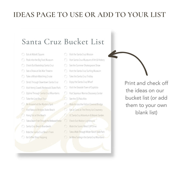 Santa Cruz Bucket List (Printable)