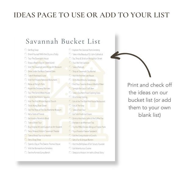 Savannah Bucket List (Printable)