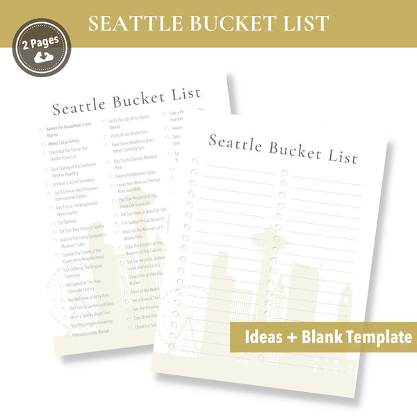Seattle Bucket List (Printable)