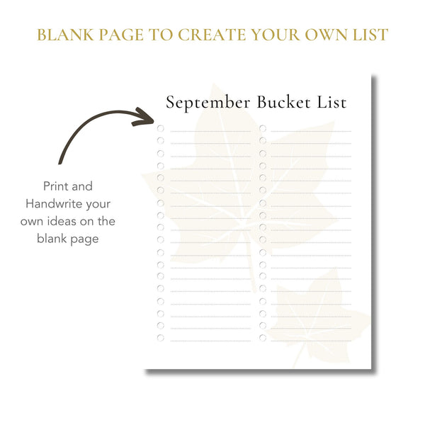 September Bucket List (Printable)