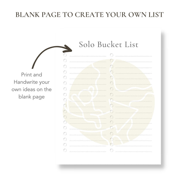 Solo Bucket List (Printable)