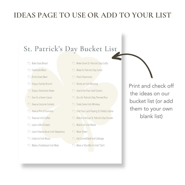 St. Patrick's Day Bucket List (Printable)