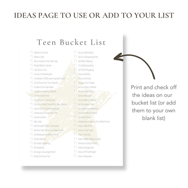 Teen Bucket List (Printable)