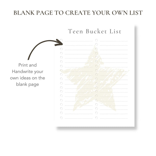 Teen Bucket List (Printable)