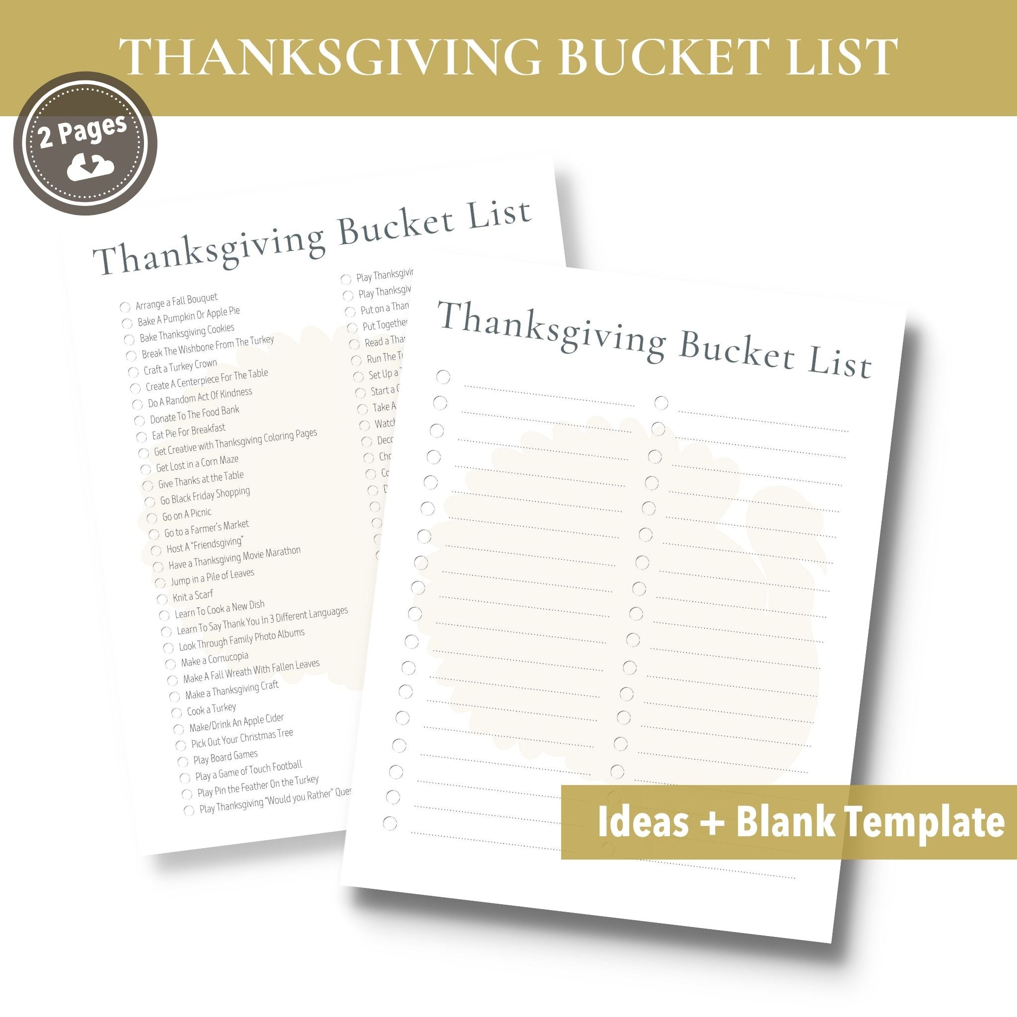 Thanksgiving Bucket List (Printable)