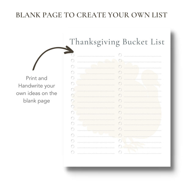Thanksgiving Bucket List (Printable)