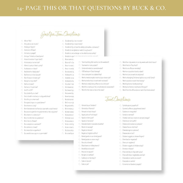 This or That Questions (Printable)