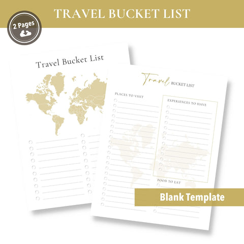 Blank Travel Bucket List (Printable)