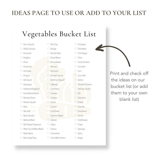 Vegetables Bucket List (Printable)