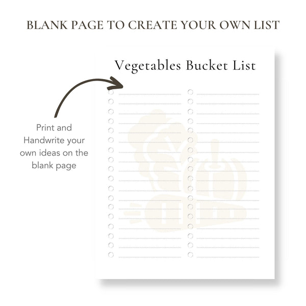 Vegetables Bucket List (Printable)