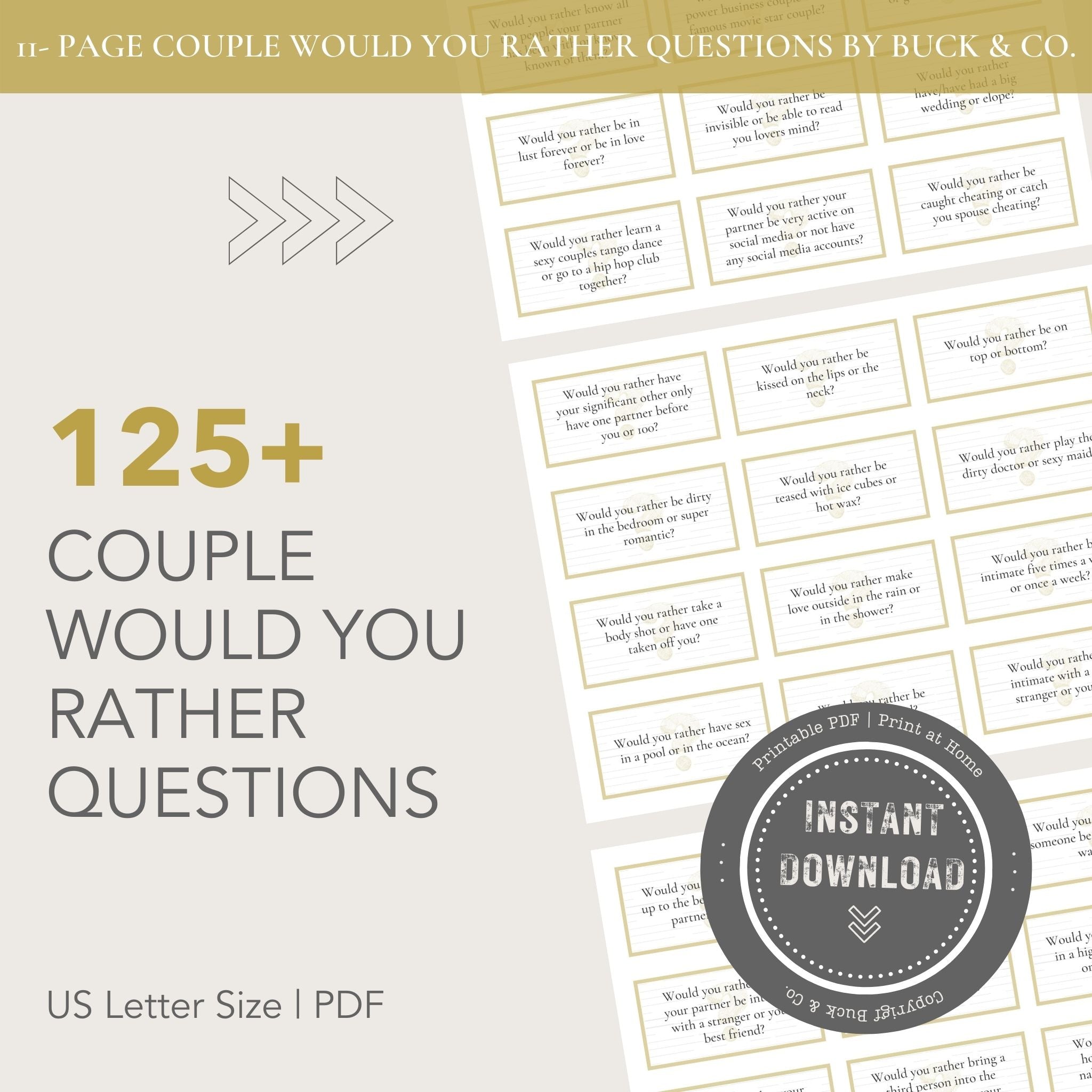 Couple Would You Rather Questions (Printable)