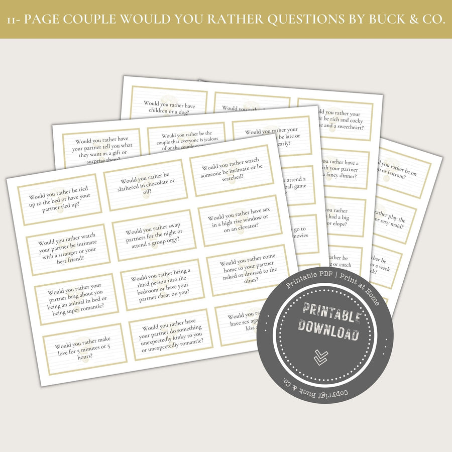 Printable Couple Would You Rather Questions – Buck & Co.