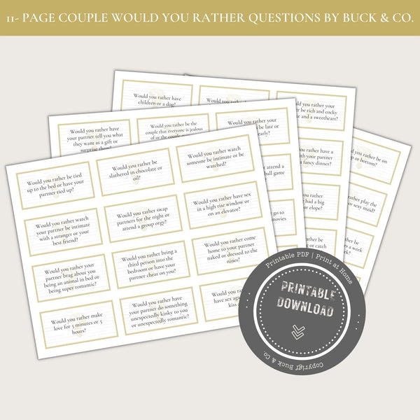 Couple Would You Rather Questions (Printable)