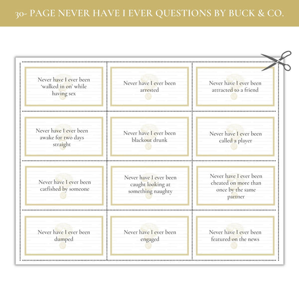 Never Have I Ever Questions (Printable)