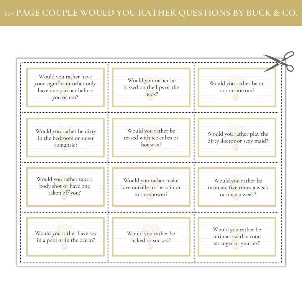 100 Would You Rather Questions for Couples Journal (Instant Download) 